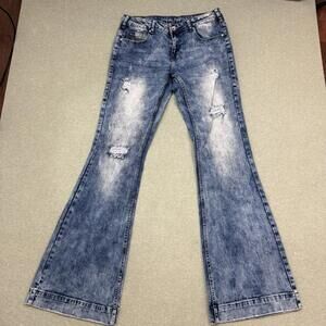 NWT Cowgirl Tuff Co. Rip Tide Distressed Flared Jeans Women's Size 29x35